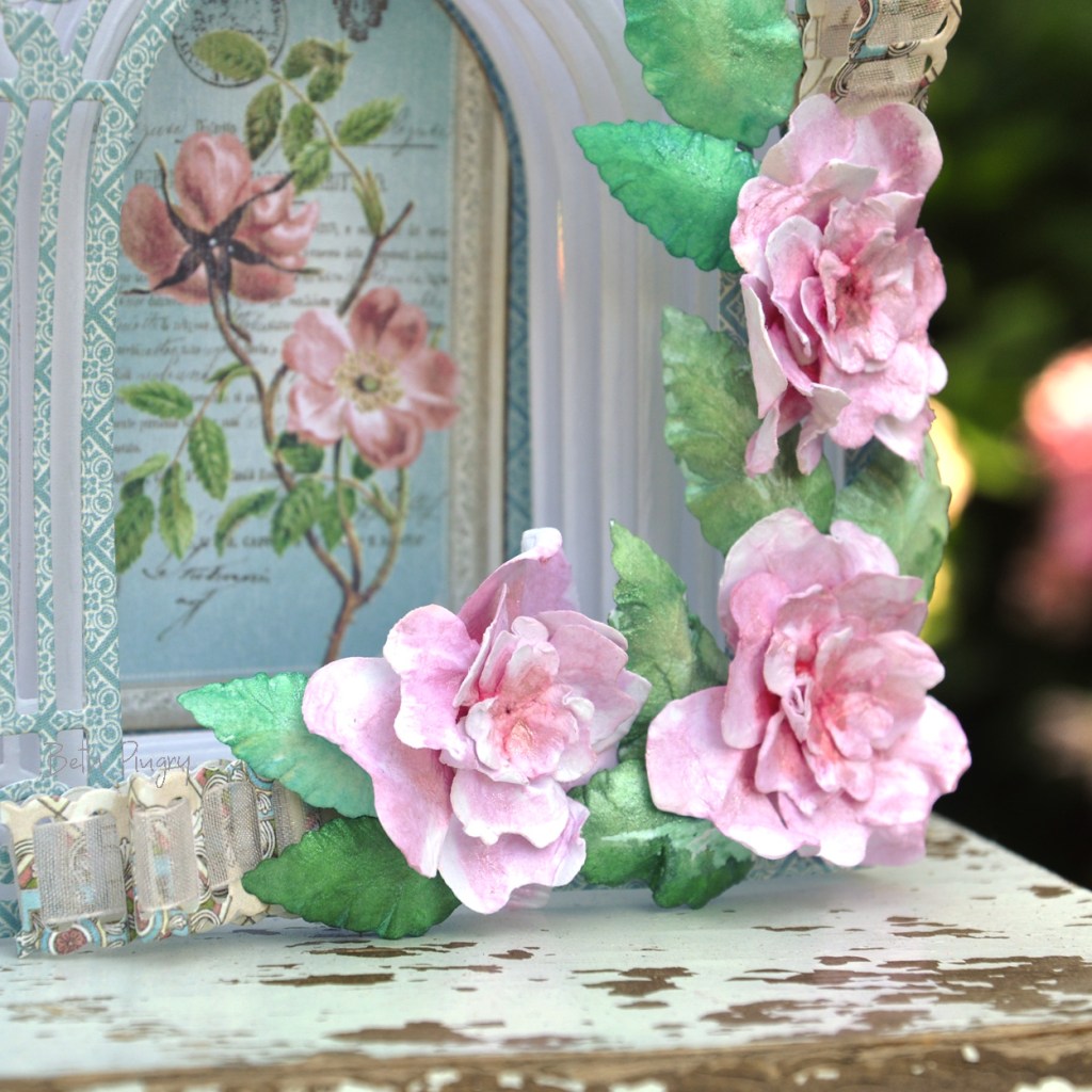 Paper flowers on a 3D card with Spellbinders S4-982 Cinch and Go IV by Beth Pingry.