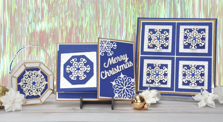 Christmas Cascade Blog Hop for Amazing Paper Grace by Beth Pingry Blue Snowflake paper craft ensemble