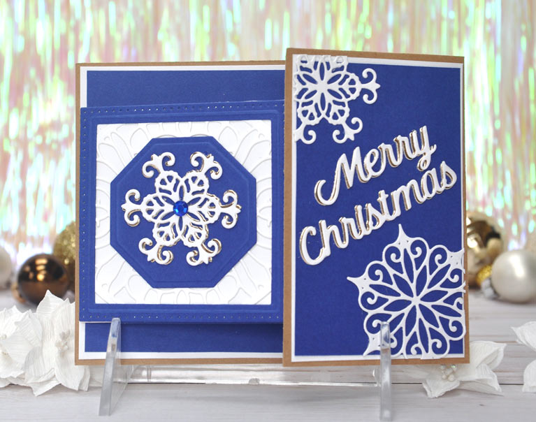 Christmas Cascade Blog Hop for Amazing Paper Grace by Beth Pingry - blue snowflake waterfall card